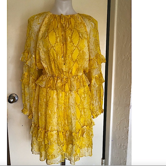 Diane von Furstenberg Haven Snake Print Silk Ruffle Dress - Picture 2 of 10